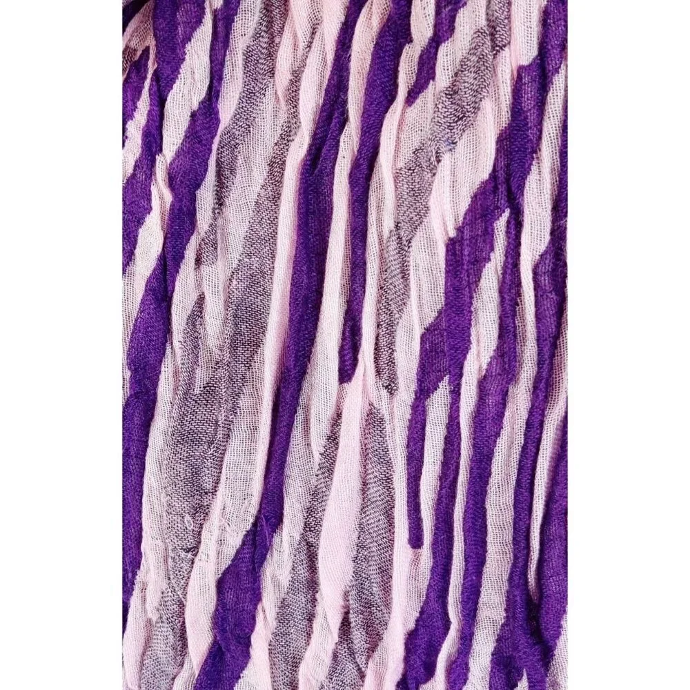 Scarf Shawl Purple Pink Tone Fringe Crinkle Double Woven Material Texture Mesh